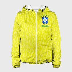 Куртка с капюшоном женская Форма сборной Бразилии ЧМ 2022, цвет: 3D-белый