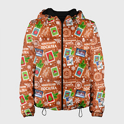 Куртка с капюшоном женская Новогодняя почта, цвет: 3D-черный