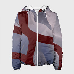 Куртка с капюшоном женская Красные и розовые волнообразные пластины, цвет: 3D-белый