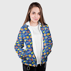 Куртка с капюшоном женская Смешные рыбы, цвет: 3D-белый — фото 2