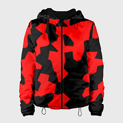 Куртка с капюшоном женская Черно-красный авторский арт, цвет: 3D-черный