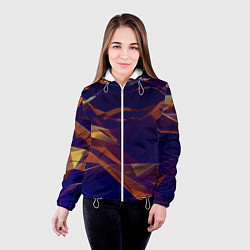 Куртка с капюшоном женская Бриллиантовые синие и оранжевые волны, цвет: 3D-белый — фото 2