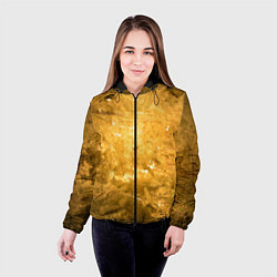 Куртка с капюшоном женская Золотая абстрактная поверхность, цвет: 3D-черный — фото 2