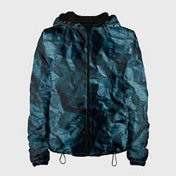 Куртка с капюшоном женская Абстрактные тёмно-синяя каменная текстура, цвет: 3D-черный