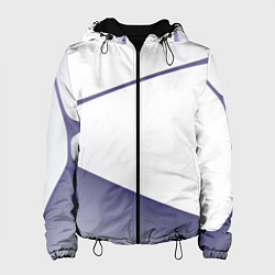 Куртка с капюшоном женская Абстрактный белый и фиолетовый паттерн, цвет: 3D-черный
