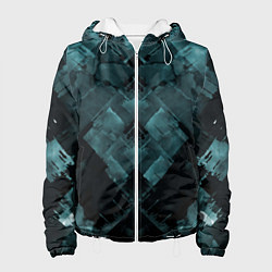 Куртка с капюшоном женская Голубые и чёрные полоски, цвет: 3D-белый