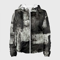 Куртка с капюшоном женская Белый и чёрный абстракт, цвет: 3D-белый