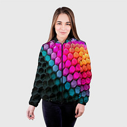 Куртка с капюшоном женская Шейповые грани, цвет: 3D-черный — фото 2