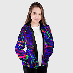 Куртка с капюшоном женская Неон: яркие линии, цвет: 3D-черный — фото 2