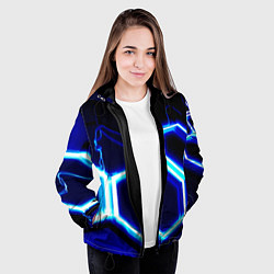 Куртка с капюшоном женская Neon abstraction plates storm, цвет: 3D-черный — фото 2