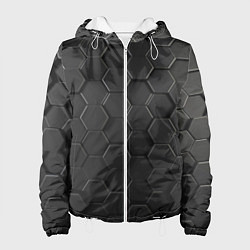 Куртка с капюшоном женская Abstraction hexagon grey, цвет: 3D-белый