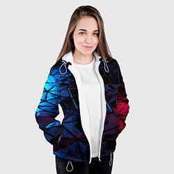 Куртка с капюшоном женская Абстрактные грани, цвет: 3D-белый — фото 2