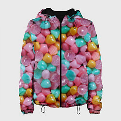 Куртка с капюшоном женская Конфетные камешки Монпансье, цвет: 3D-черный