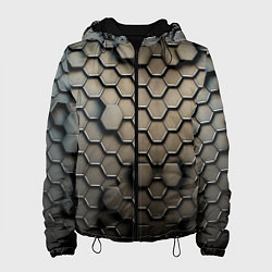 Куртка с капюшоном женская Сталь и соты, цвет: 3D-черный