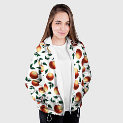 Куртка с капюшоном женская Яблочный дождь, цвет: 3D-белый — фото 2