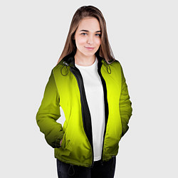Куртка с капюшоном женская Кислотный желтый с градиентом, цвет: 3D-черный — фото 2