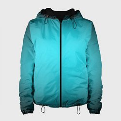 Куртка с капюшоном женская Кислотный голубой с градиентом, цвет: 3D-черный