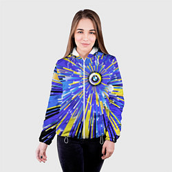 Куртка с капюшоном женская BMW - neon pattern - Germany, цвет: 3D-белый — фото 2