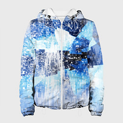 Куртка с капюшоном женская Ледяной и пиксельный паттерн, цвет: 3D-белый