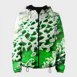 Куртка с капюшоном женская Узор зелени-арт, цвет: 3D-черный