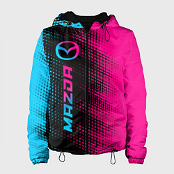 Куртка с капюшоном женская Mazda - neon gradient: по-вертикали, цвет: 3D-черный