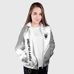 Куртка с капюшоном женская Poppy Playtime glitch на светлом фоне: надпись, си, цвет: 3D-белый — фото 2