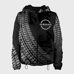 Куртка с капюшоном женская Nissan tire tracks, цвет: 3D-черный