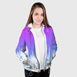 Куртка с капюшоном женская Фиолетовый градиент с потертостями, цвет: 3D-белый — фото 2