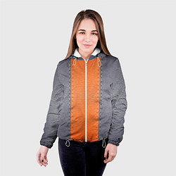 Куртка с капюшоном женская Кожа серая оранжевая, цвет: 3D-белый — фото 2