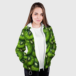 Куртка с капюшоном женская Сочная текстура из киви, цвет: 3D-белый — фото 2