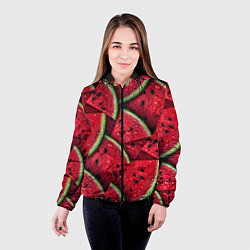 Куртка с капюшоном женская Сочная текстура из долек арбуза, цвет: 3D-черный — фото 2