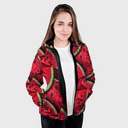 Куртка с капюшоном женская Сочная текстура из долек арбуза, цвет: 3D-черный — фото 2