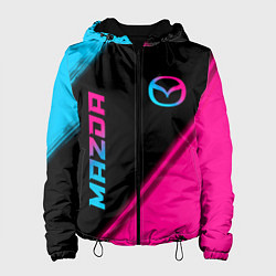 Куртка с капюшоном женская Mazda - neon gradient: надпись, символ, цвет: 3D-черный