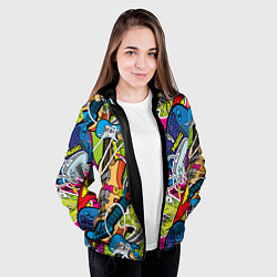 Куртка с капюшоном женская Guitars - pop art pattern, цвет: 3D-черный — фото 2