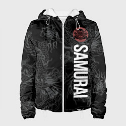 Куртка с капюшоном женская Одинокий самурай и дракон, цвет: 3D-белый