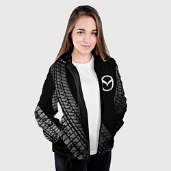 Куртка с капюшоном женская Mazda tire tracks, цвет: 3D-черный — фото 2