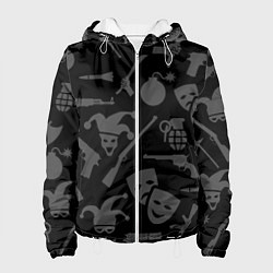 Куртка с капюшоном женская Маски Джокера и оружие, цвет: 3D-белый