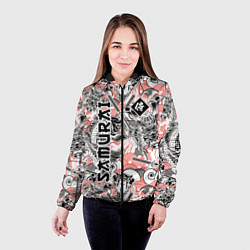 Куртка с капюшоном женская Самурай татуировки, цвет: 3D-черный — фото 2