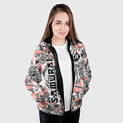 Куртка с капюшоном женская Самурай татуировки, цвет: 3D-черный — фото 2