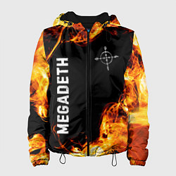 Куртка с капюшоном женская Megadeth и пылающий огонь, цвет: 3D-черный