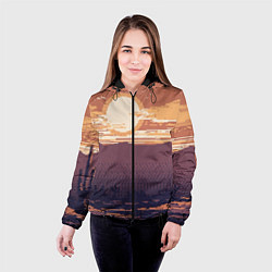 Куртка с капюшоном женская Пиксельный пейзаж пустыни, цвет: 3D-черный — фото 2