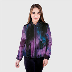Куртка с капюшоном женская Фиолетовые абстрактные тени, цвет: 3D-черный — фото 2