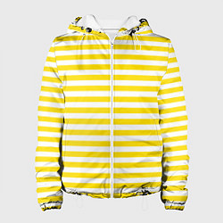 Куртка с капюшоном женская Светло-желтые полосы, цвет: 3D-белый