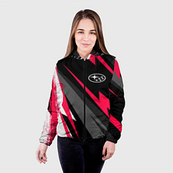 Куртка с капюшоном женская Subaru fast lines, цвет: 3D-черный — фото 2
