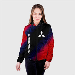 Куртка с капюшоном женская Mitsubishi красный карбон, цвет: 3D-черный — фото 2