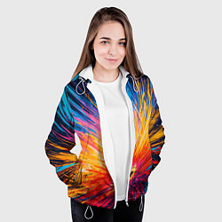 Куртка с капюшоном женская Абстрактный цветок, цвет: 3D-белый — фото 2