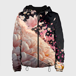 Куртка с капюшоном женская Множество розовых цветов, цвет: 3D-черный