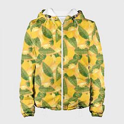 Куртка с капюшоном женская Летний паттерн с ананасами, цвет: 3D-белый