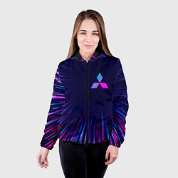 Куртка с капюшоном женская Mitsubishi neon speed lines, цвет: 3D-черный — фото 2
