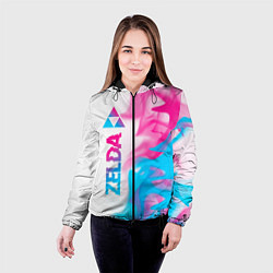 Куртка с капюшоном женская Zelda neon gradient style: по-вертикали, цвет: 3D-черный — фото 2